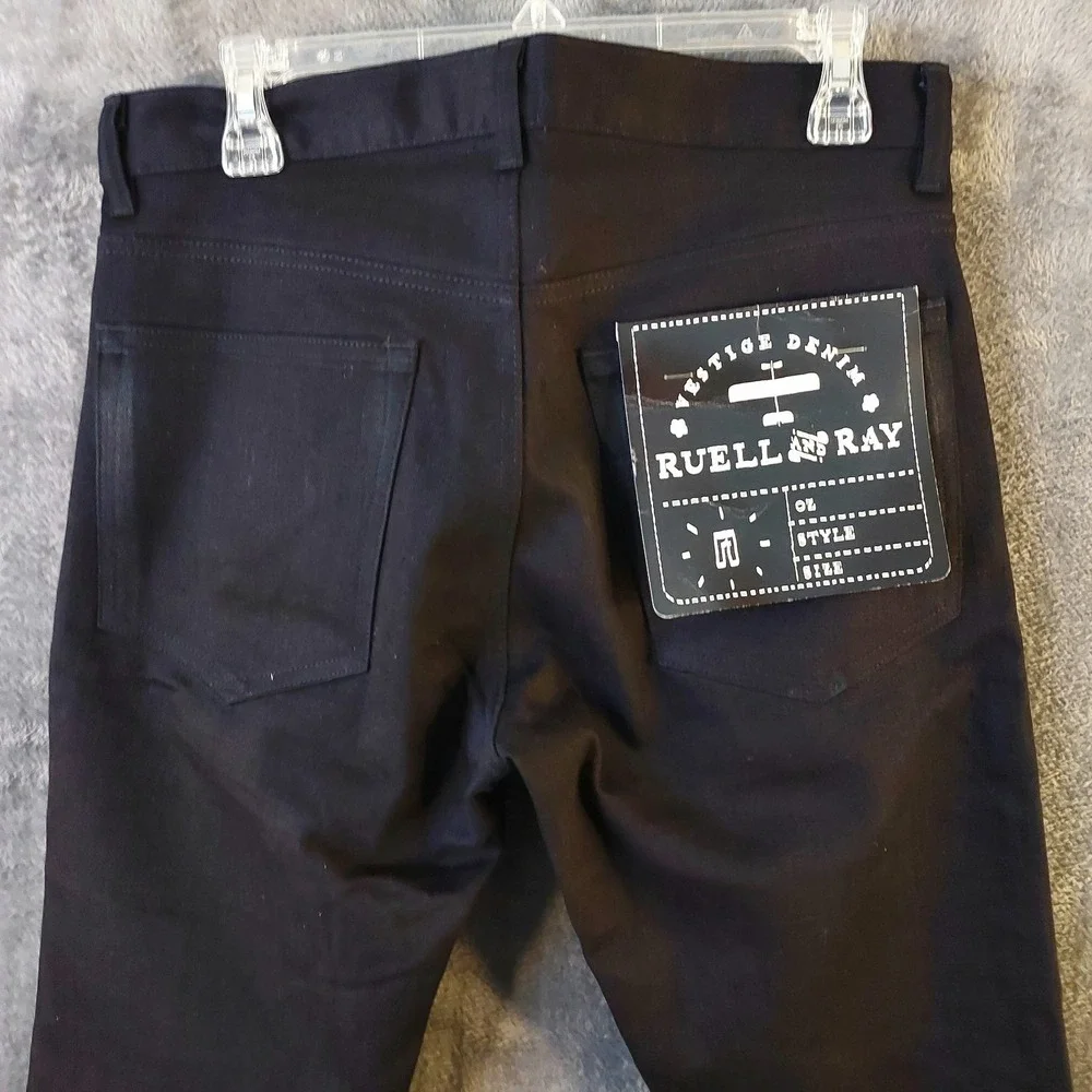 NOS Deadstock Ruell & Ray Men Black Jeans 32 X 34" Denim Button Fly Handmade USA - Picture 6 of 15